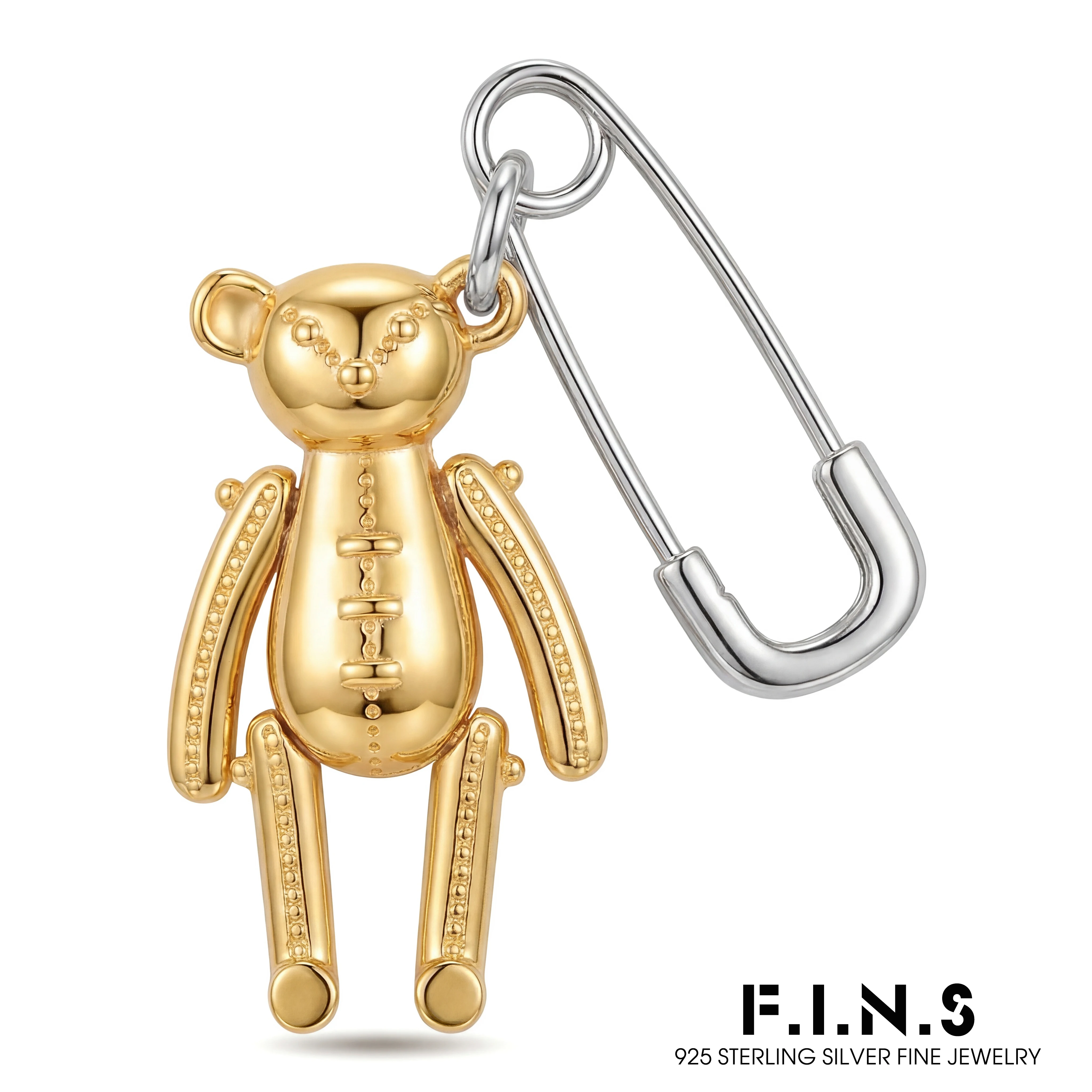 

F.I.N.S 1PC CHIC 925 Sterling Silver Earring Only One Piece Single Bear Pin Drop Earrings Female Fine Jewelry Prevent Allergy