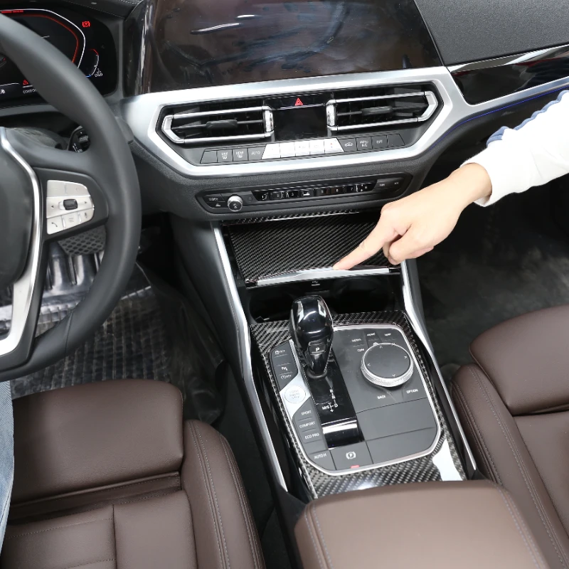 2020-2025 For BMW 3 Series G20 Soft Carbon Fiber Car Center Console Gear Shift Panel Cover Trim Interior Car Accessories(LHD RHD
