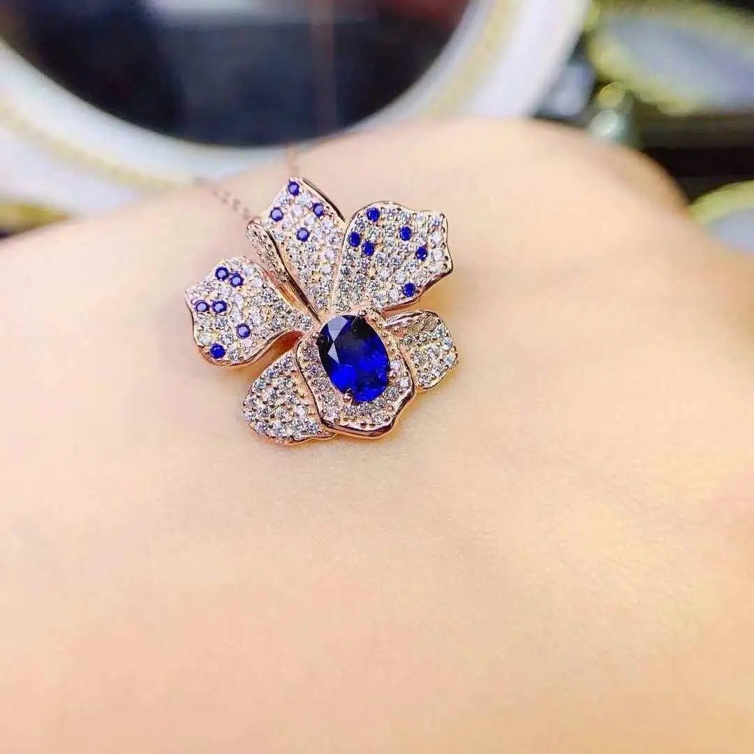 High Quality Sapphire Pendant For Sale 925 Sterling Silver Natural Real Sapphire