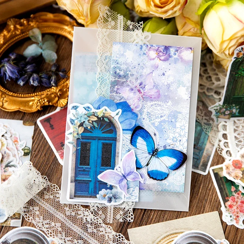 20Pcs Journal Washi Sticker Pack Flower Manor Series Decoration Supplies DIY Decals 4 Styles Random kawaii stickers
