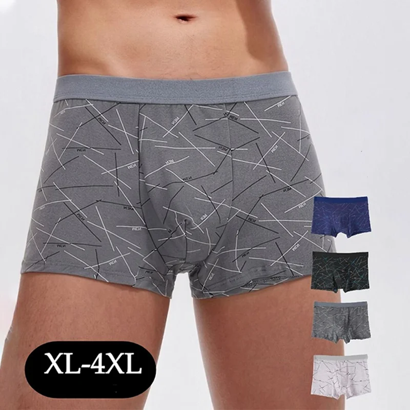 Boxer Shorts Modal - 4Pcs Men Boxer Briefs Geometric Line