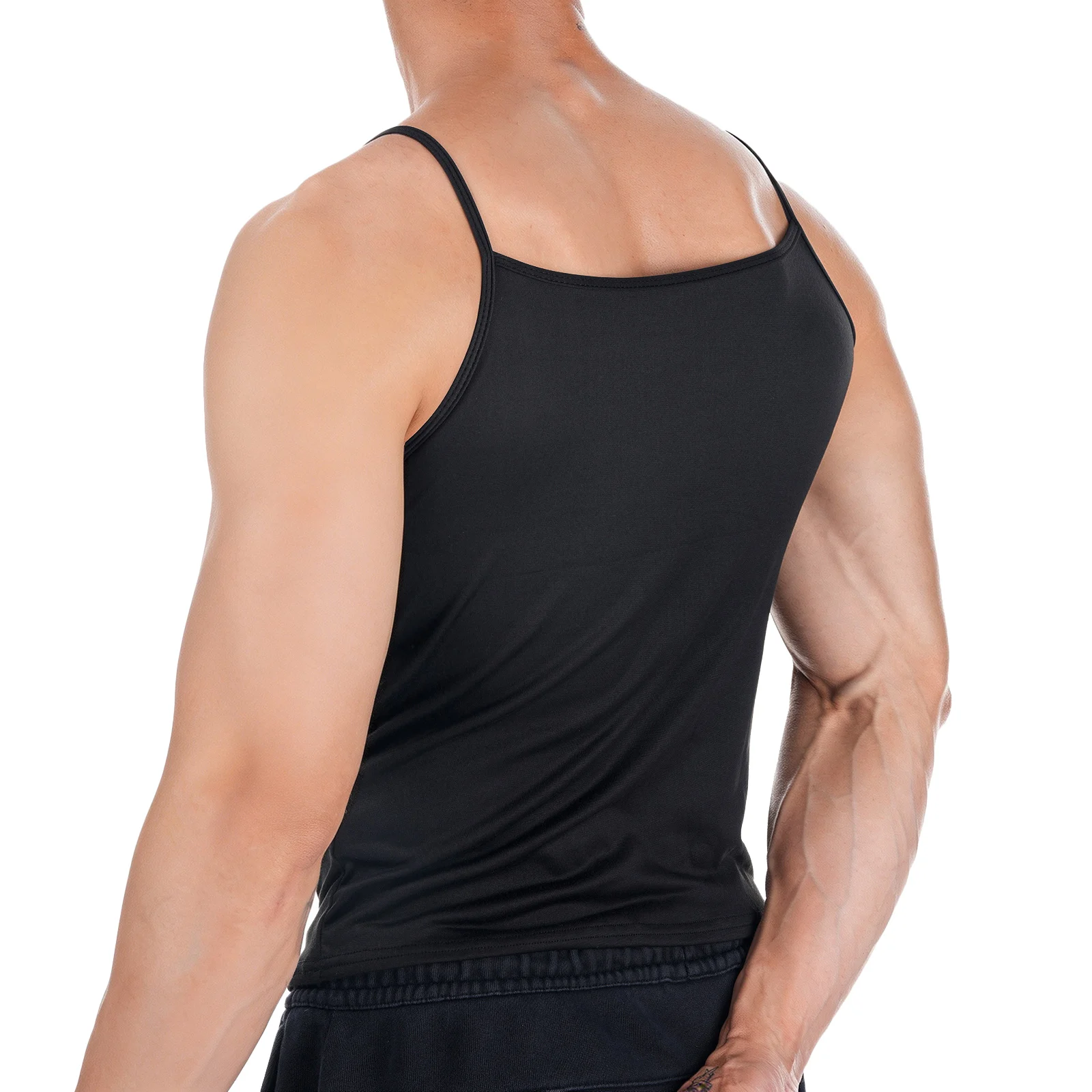 Sommer Herren Dünne Spaghetti-Träger-Slips Weste Weiche Dehnbare Ärmellose Tanktops Fitness-Unterhemd Lässiges Bodyshirt Slim Fit – Detail 14