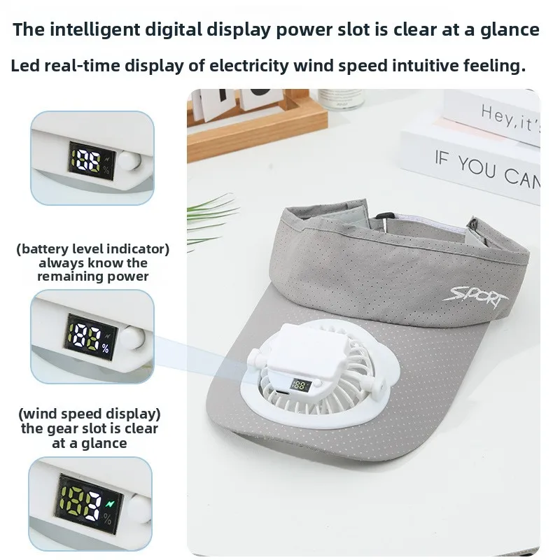 Cappello da sole a tesa larga con ventilatore incorporato Cappello estivo con visiera in paglia da esterno con ventilatore solare per campeggio, pesca, escursionismo 2025