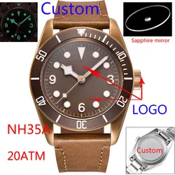 Corgeut nh35a miyota sport 20atm uhr pvd kaffee bronze gehäuse saphirglas leuchtender einsatz verschluss tief wasserdicht