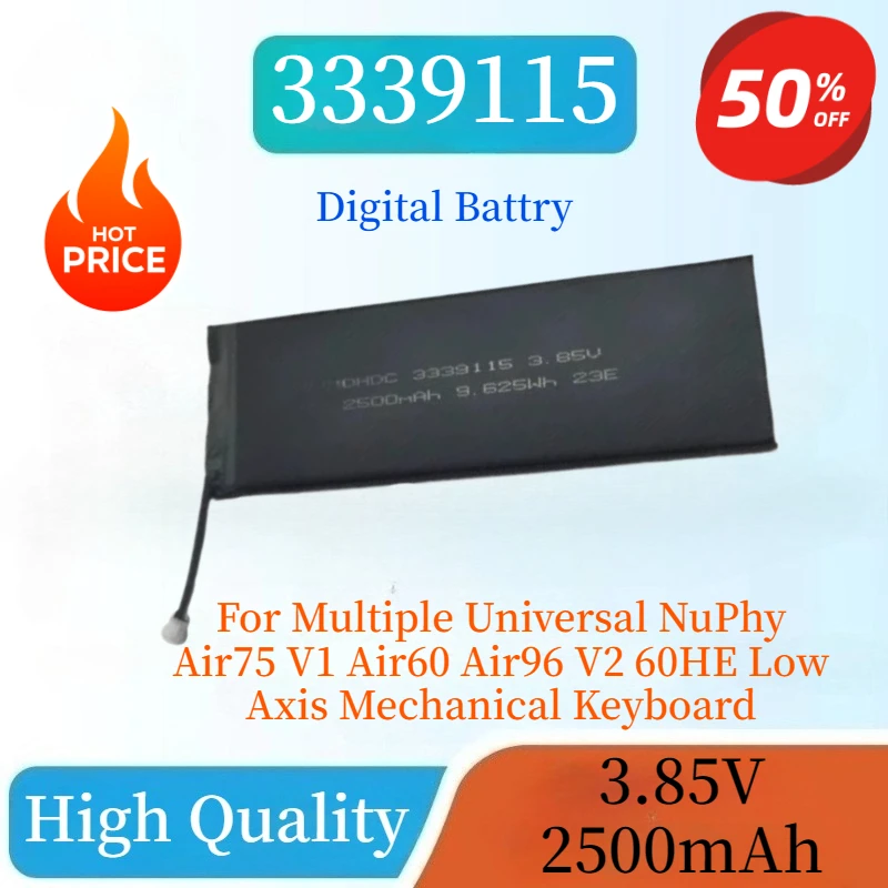 بطارية ليثيوم للوحة المفاتيح 3.85 فولت 2500 مللي أمبير في الساعة 3339115 لـ NuPhy Air75 V1 V2 Air96/Air60 V2 60HE ميكانيكية ذات محور منخفض