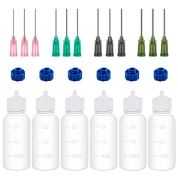 24pcs/pack 30ml Fine Needle Tip Glue Applicators Set Plastic Squeezable Dropper Bottles with Blunt Needle Tip for Craft Project