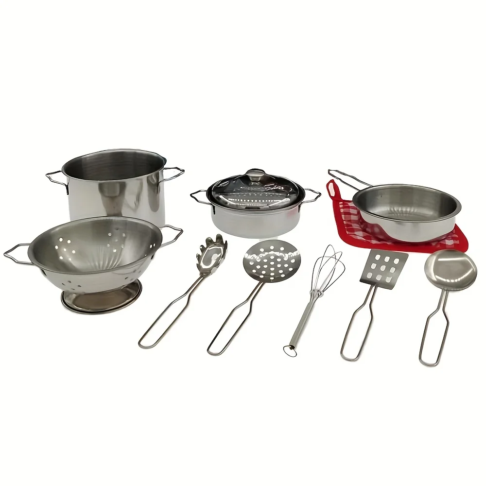 Servies Fantasiespel Mini roestvrijstalen kookspeelset Keukenaccessoires voor kinderen Fantasiespel roestvrijstalen servies