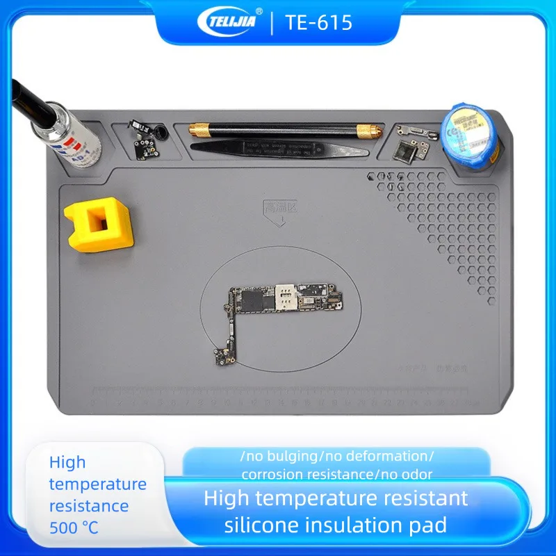 Tapete profissional para reparo de telefone com célula de memória e áreas de colocação de ferramentas e almofada de trabalho resistente à corrosão e durável e resistente ao calor