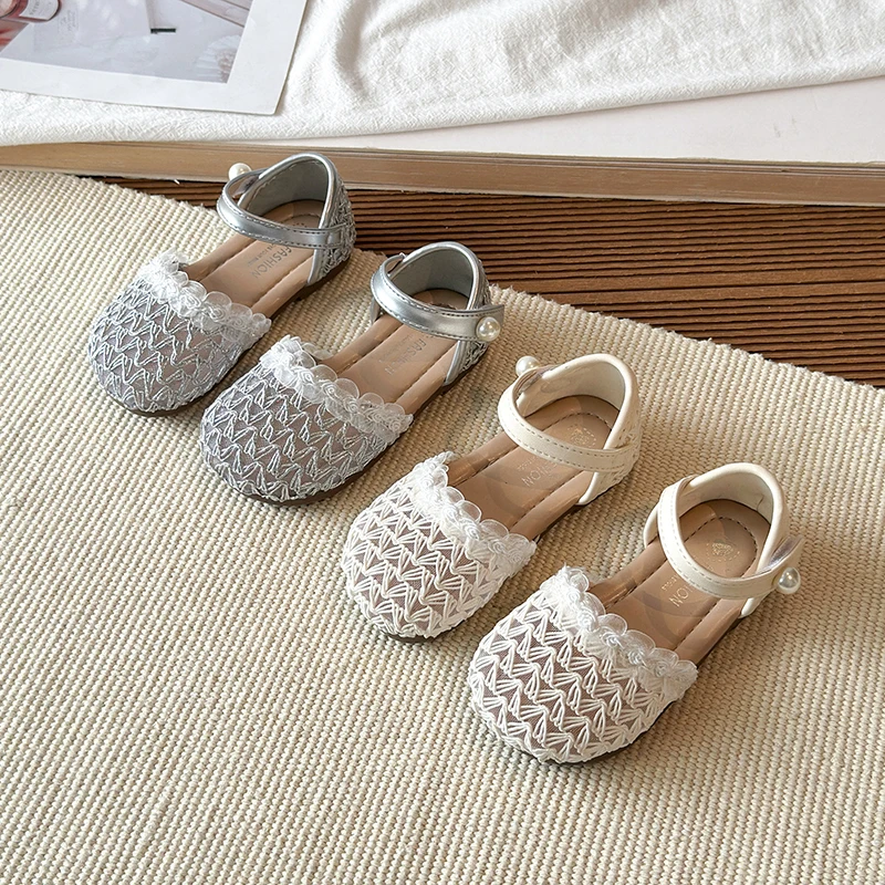 

Girls' Princess Sandals 2026 Summer New Kid's Shoes Breathable Mesh Lace Casual Lightweight Daily Children's Shoes Size 21-30