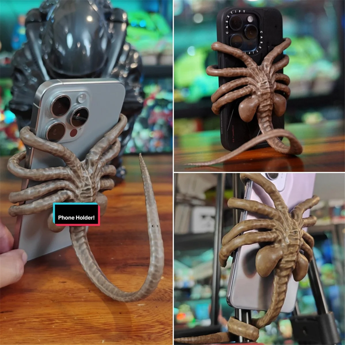 ABGN الوجه المعانقة حامل الهاتف المحمول هالوين الرعب الوجه الامتزاز الديكور حامل هاتف المحمول قابل للتعديل