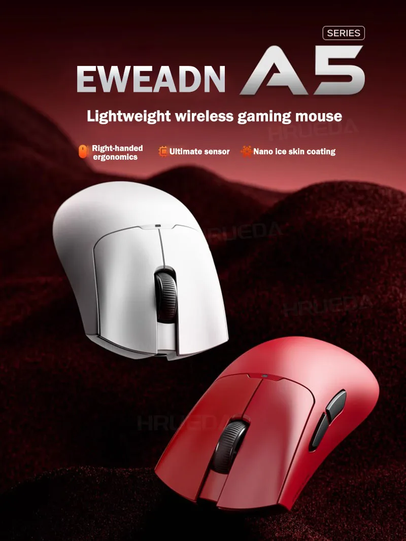 EWEADN A5 Pro Ultra Wireless Lightweight E-sports Mouse Ergonomic Tri-mode PAW3395/3311 22K/26K DPI Low Latency Gaming Mouse