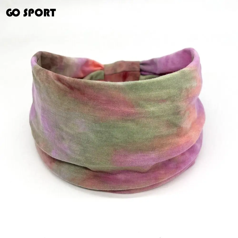 

Hair Accessories Colorful Tie Dye Headwrap Elastic Cotton Wide Headband Charming Unisex Cross Headband Sports