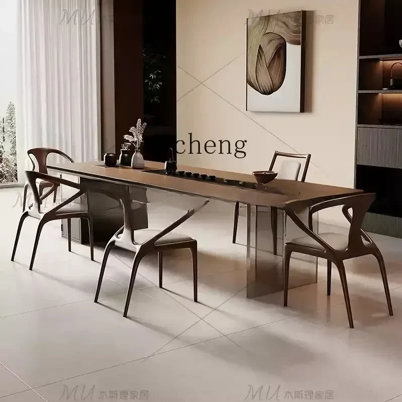 CJ-29 wabi Wind Solid Wood Large Board Tea Table Modern Home Living Room Coffee Table Large Long Table And Chair Combination