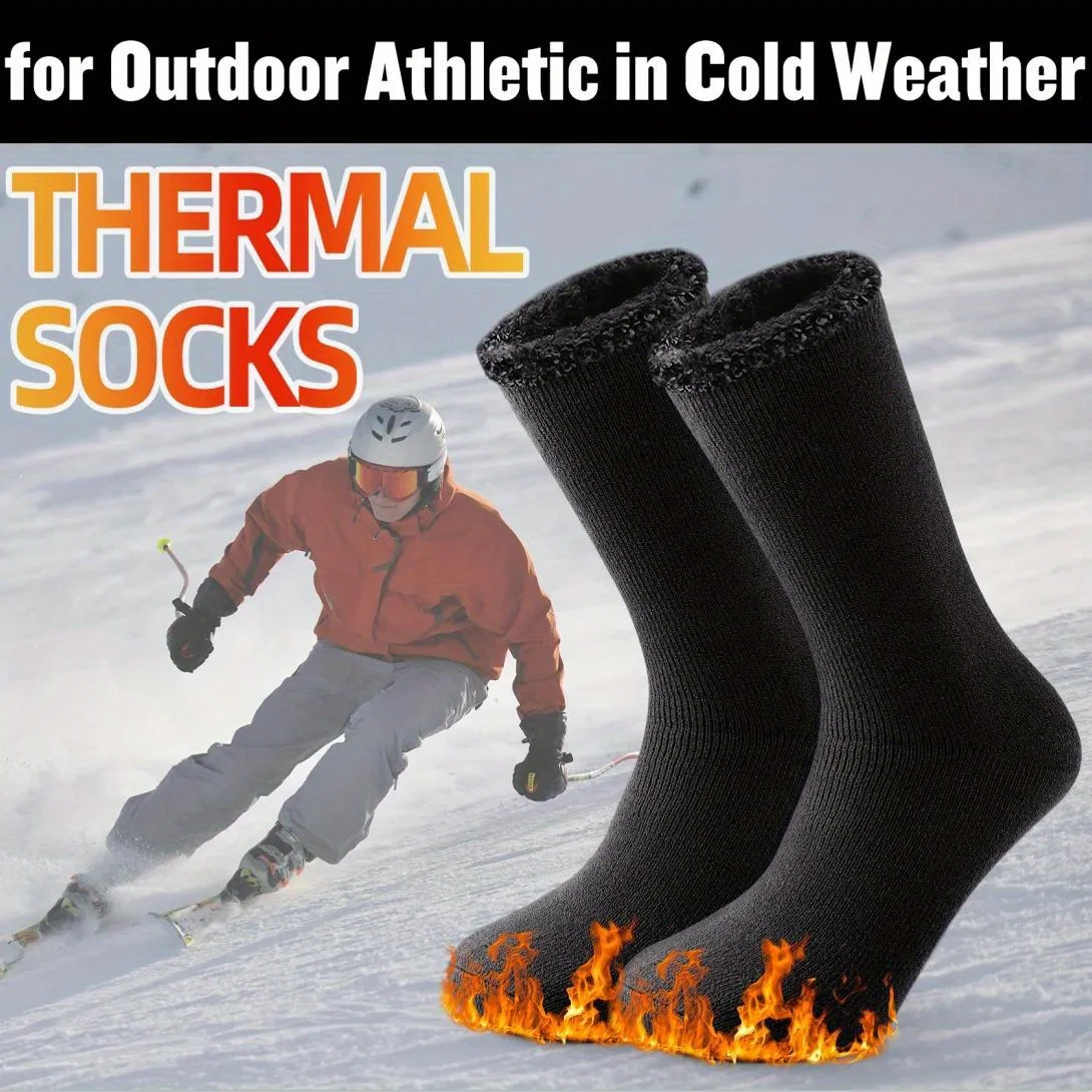 

2 Pairs Pack Winter Thermal Socks For Men Women Cold Weather Insulated Socks Outdoor Hiking Skiing Warm Snow Thick Heated Socks