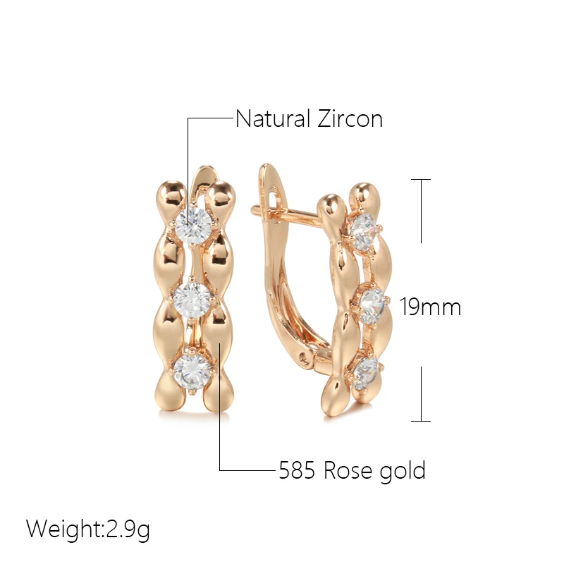 JULYDREAM Double Geometric Micro Inlay Zircon Earrings for Women 585 Gold Color Trendy Jewelry Personality Dangle Accessories