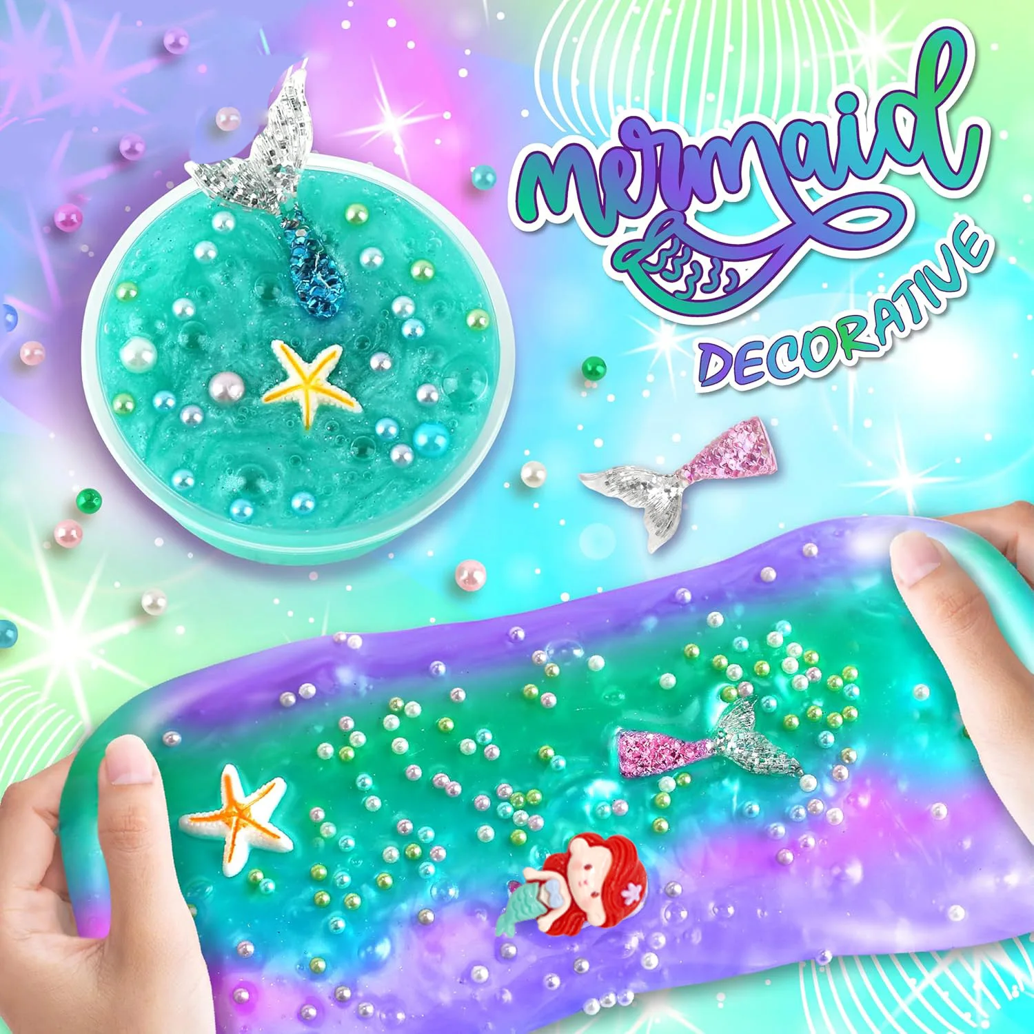 Meerjungfrauen-DIY-Schleim-Set für Kinder Sensorisches Spielzeug Pädagogisches Stressabbau-Spielzeug Geschenk