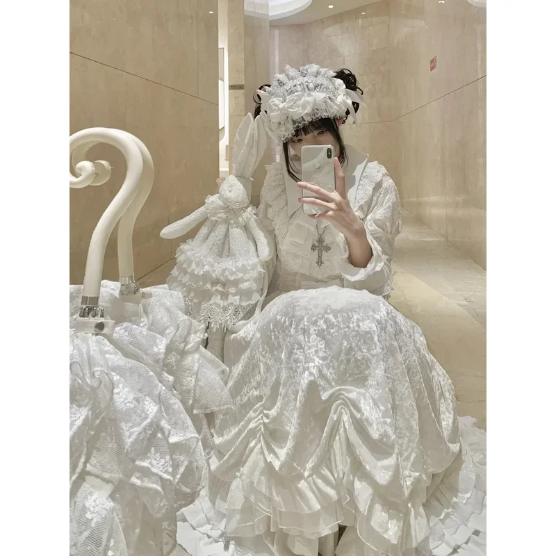 

CyCoalfell Black Velvet Vintage Gothic Long Sleeve Lolita Long Puff Dress Noble Qi Miss Lolita Lace Dresses Women 2025