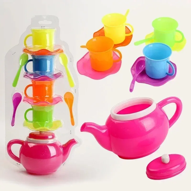 Playing House Toys Tea Set Teapot Cup Spoon Sets Toy Safe Material Pour Water and Drink Tea pretend afternoon tea kids Gift Toys