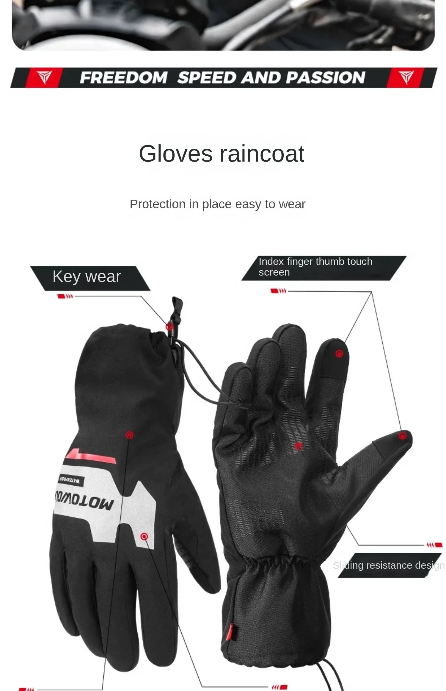 Herbst Winter Motorrad Reiten Handschuhe Wasserdichte Regenschutz Winddicht Warme Motorradfahrer Racing Fahrer Zubehör Männer Frauen – Detail 7