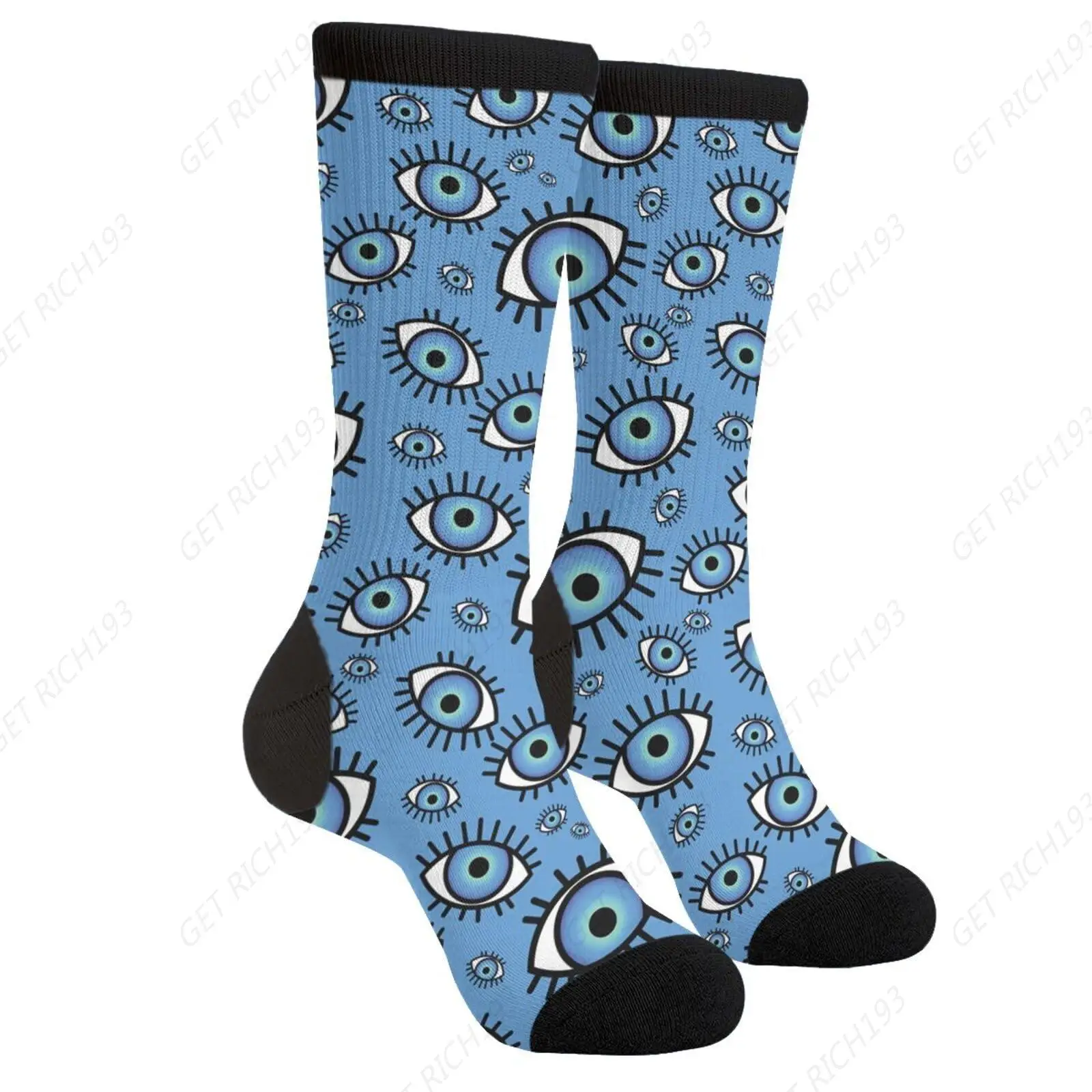 Blue Evil Eye Resting Eyes Eyeball Devil Eye Full Casual Funny Funky Novelty Socks Gift For Men Women