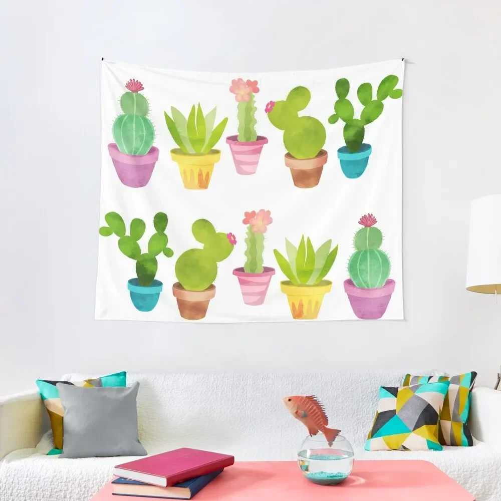 

Cactus In Colorful Pots Tapestry Decoration Wall Bedrooms Decorations Kawaii Room Decor Tapestry