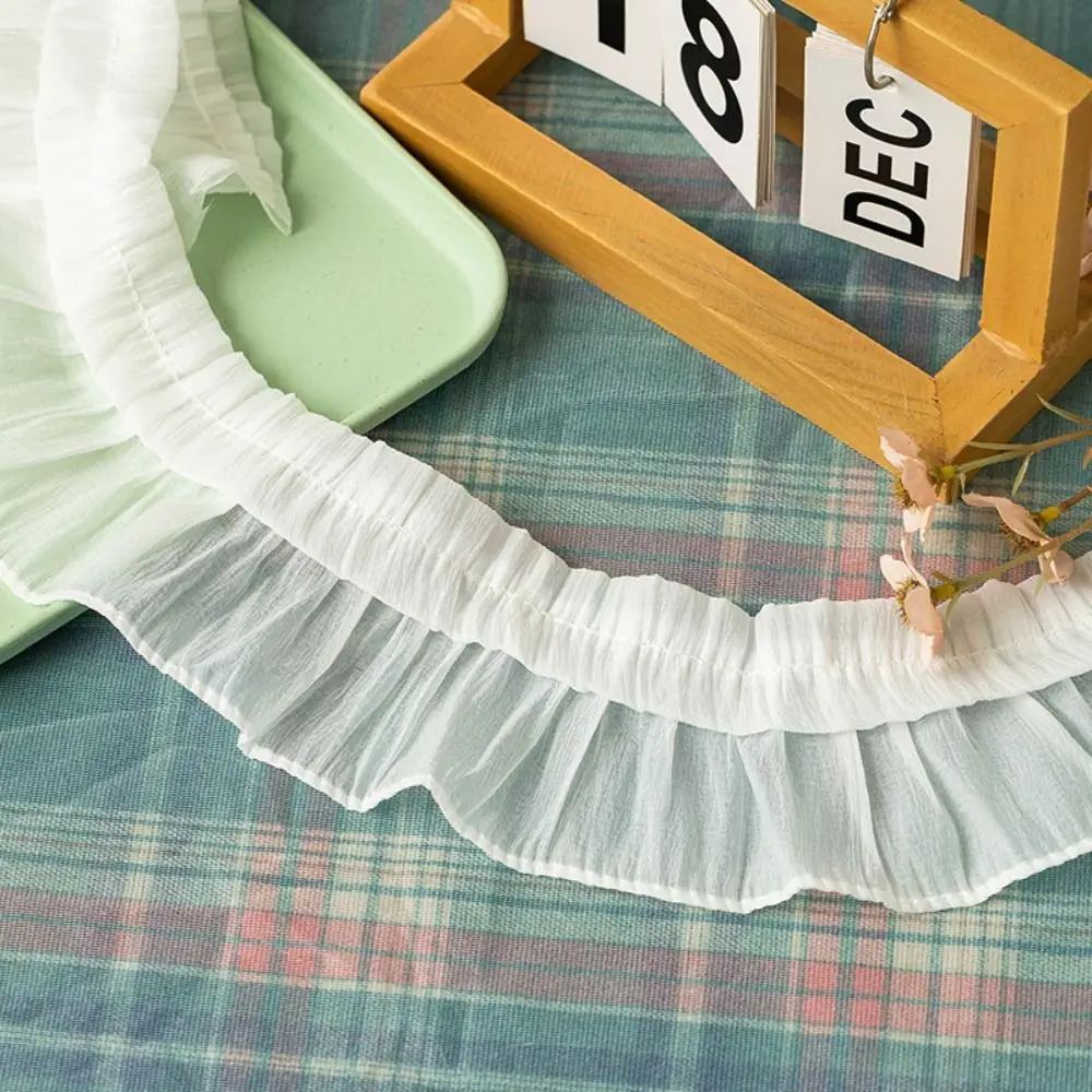 Sewing Needlework Accessories 2Yards Ruffled Lace Trims Wide 9-12cm Chiffon Pleated Lac Trims Pleated Lace Fabric