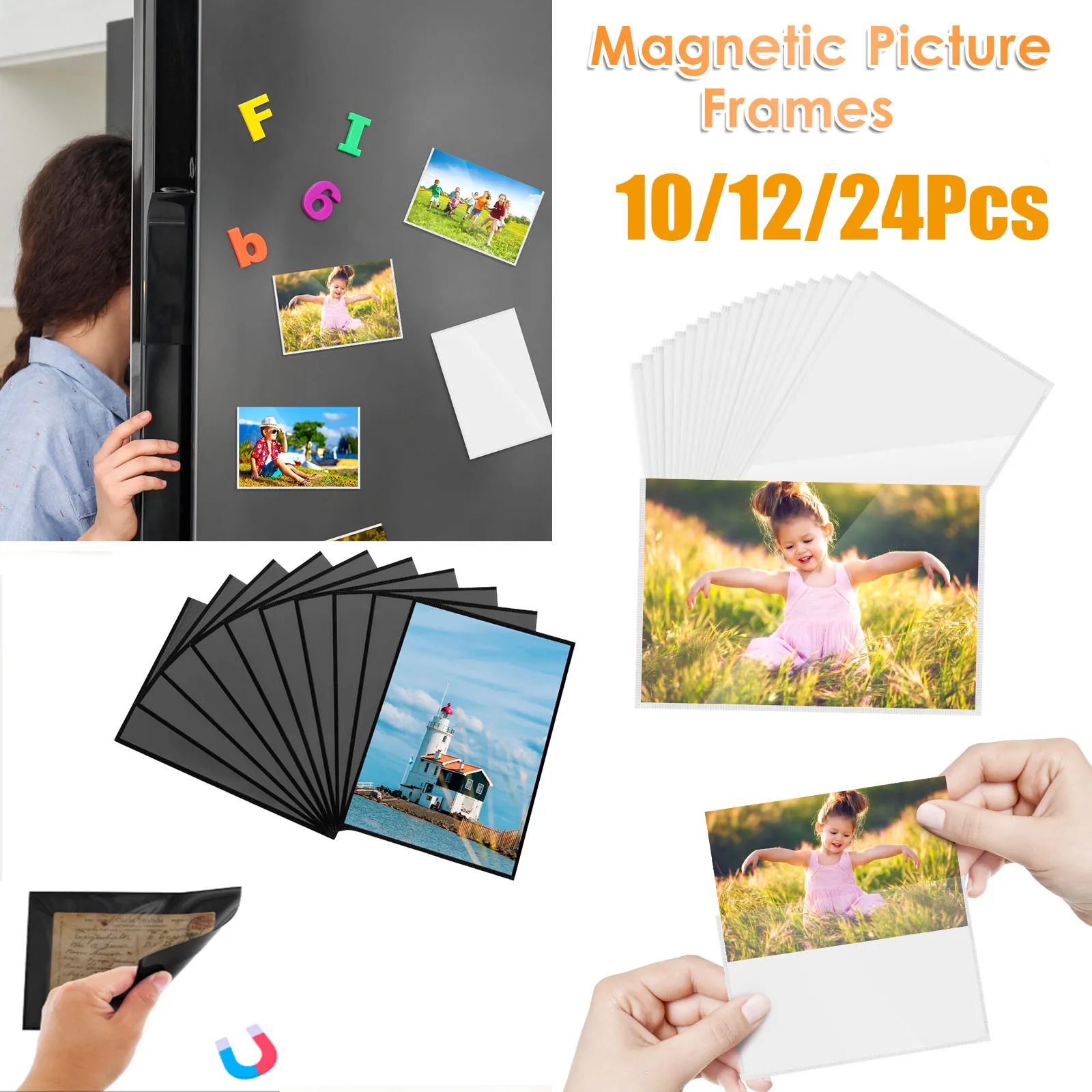 Molduras magnéticas para porta-retratos, bolsos, porta-cartões, decorações para geladeira, geladeira, armário, armário de escritório