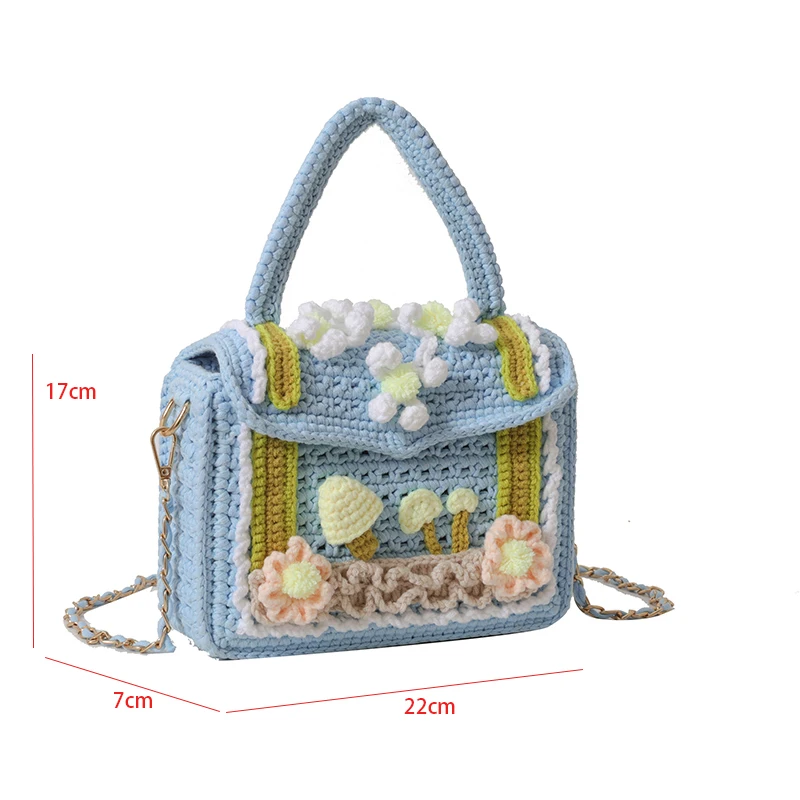 Mini Small Square Bag For Ladies Fashion Knitting Shoulder Bag Women Handmade Crochet Woolen Handbag 2023 Designer Woven Bag Sac