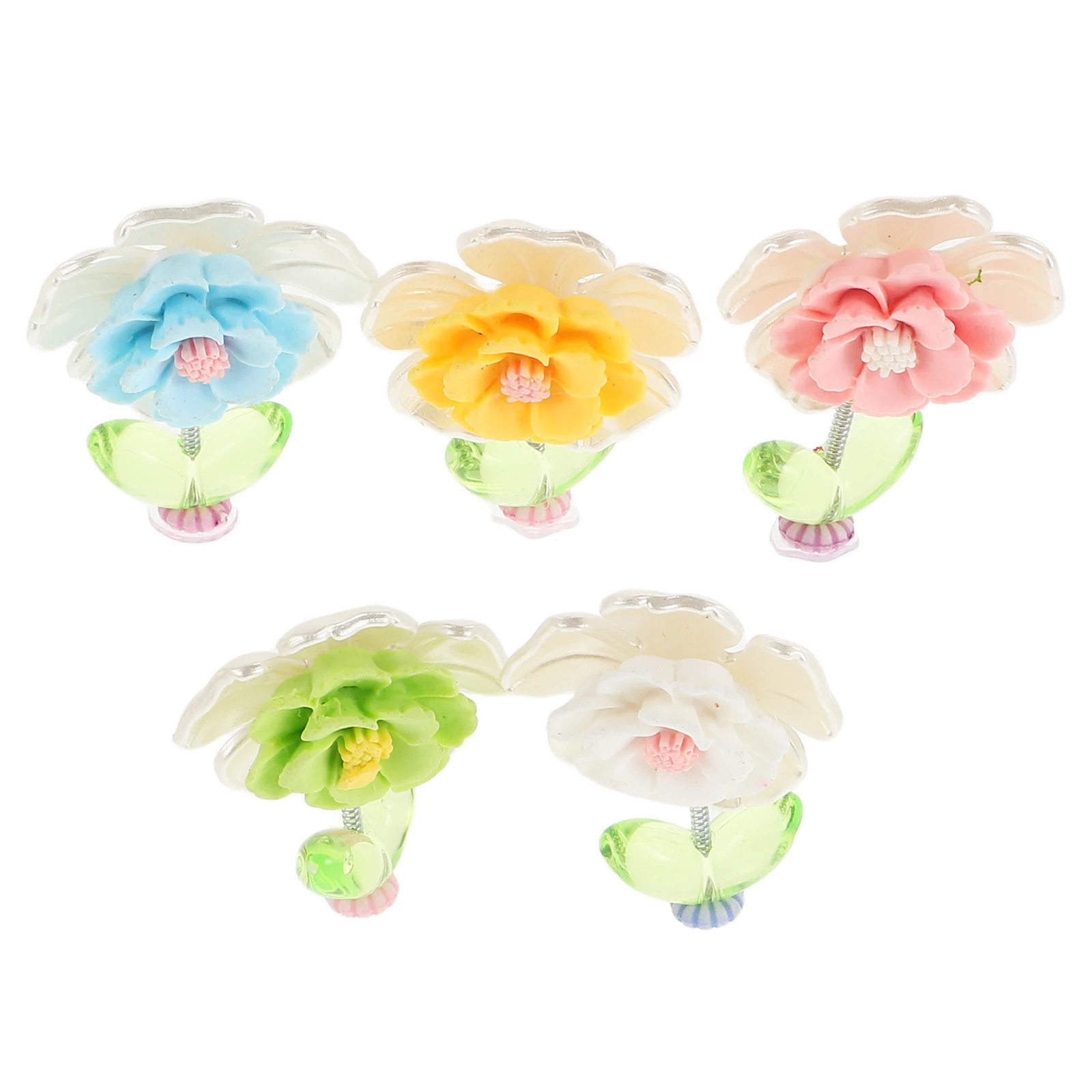 

5pcs Car-mounted Shaking Head Flower Console Ornament Durable Dashboard Decor Women Car Flower Decor Bobbleheads