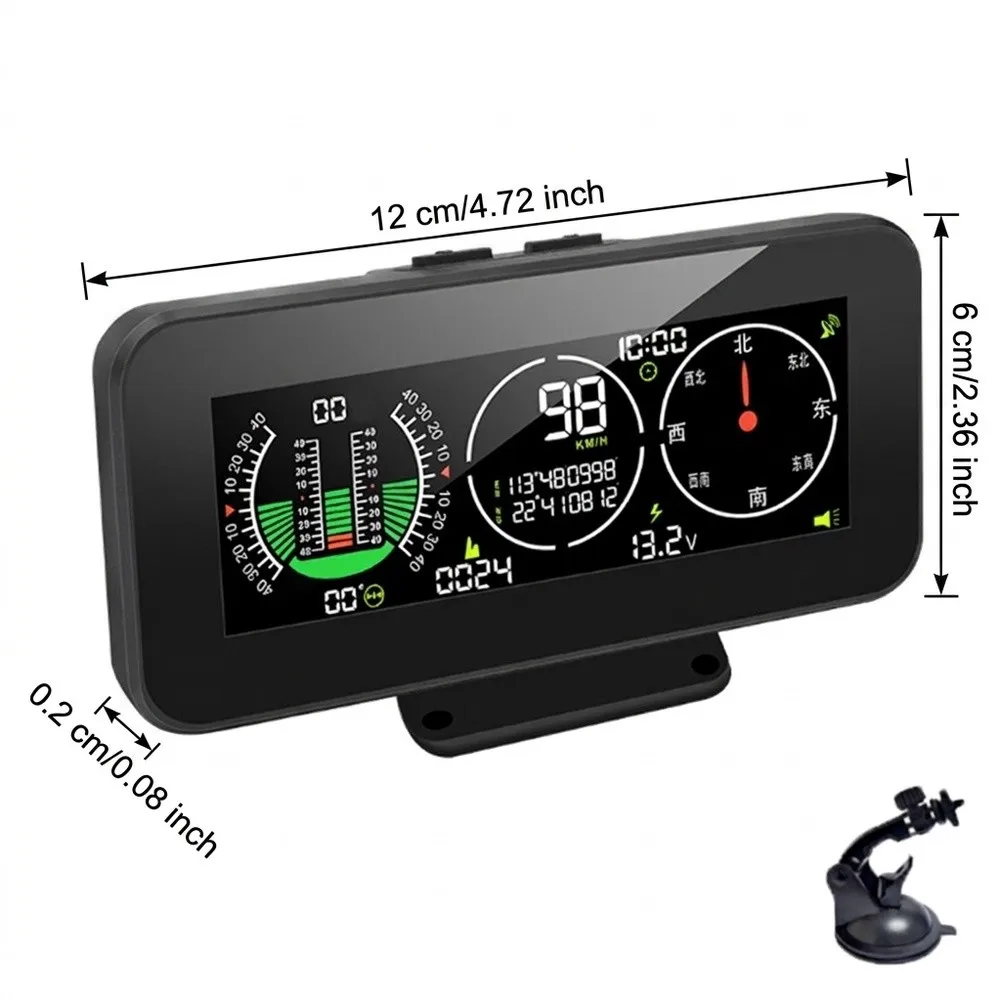 For GPSM60 Vehicle Slope Monitoring Device with High Definition LCD Screen Altitude Pitch Roll Angle and For GPS Tracking