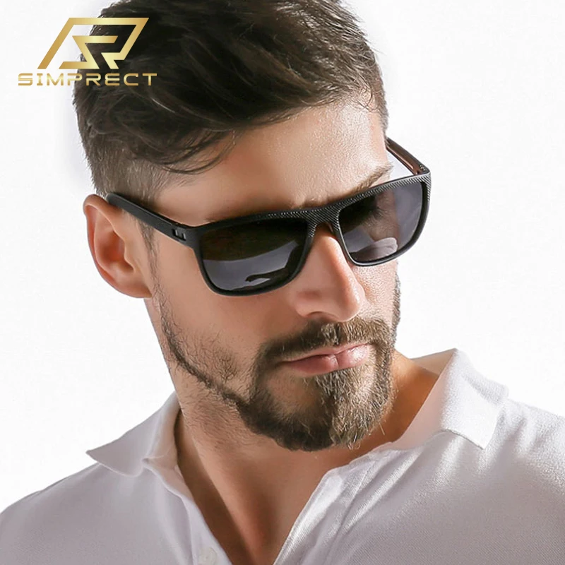 

SIMPRECT TR90 Fashion Rectangle Polarized Sunglasses For Men 2023 Luxury Brand Designer Vintage UV400 Driving Square Sun Glasses