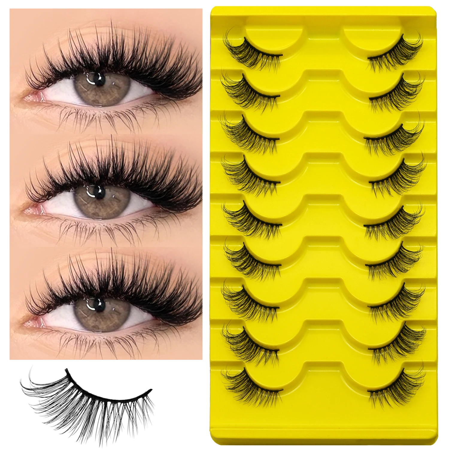 Veltrinay Mezze Ciglia Ciglia finte Effetto sollevamento coda dell'occhio Ciglia finte morbide sexy Trucco ciglia finte riutilizzabili di alta qualità