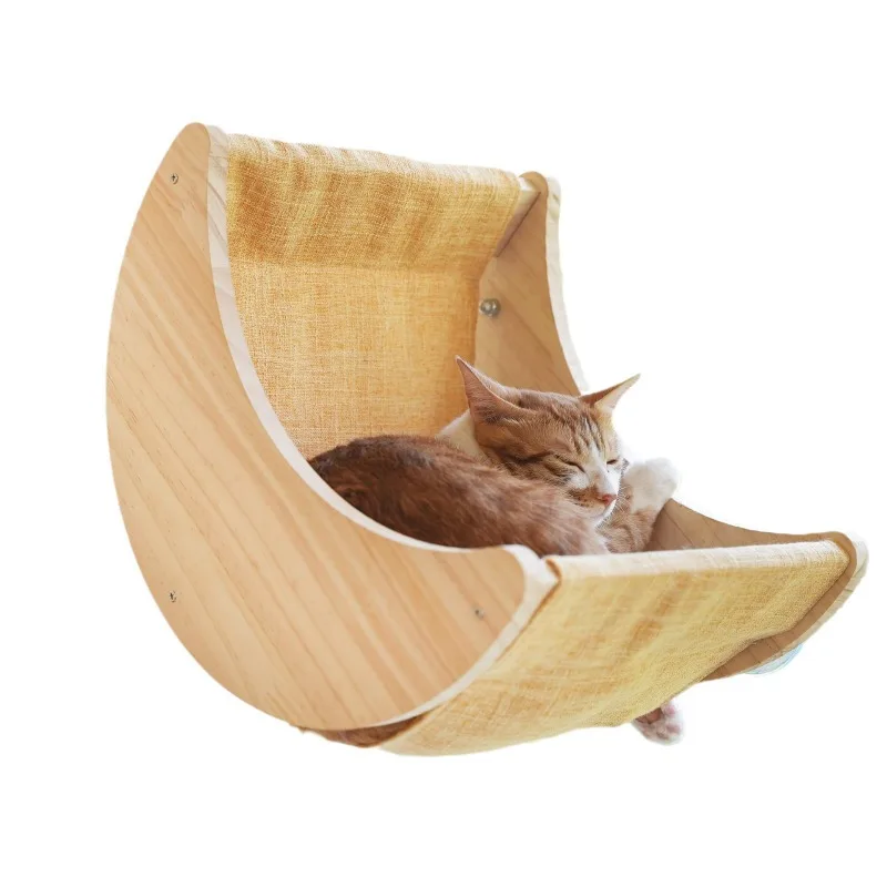 

New wooden litter hanging cradle window suction cup pet swing cat hammock wooden litter