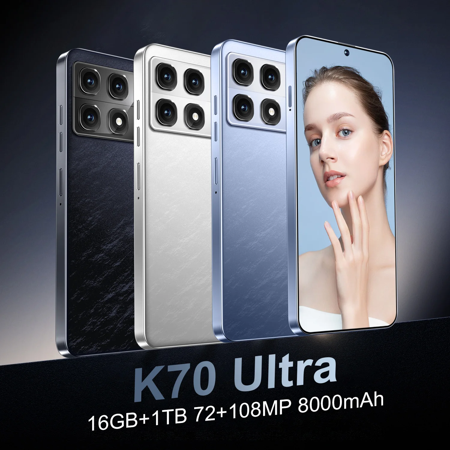 

2025 New K70 Ultra Smartphone 7.3 inch Full Screen 4G/5G Cell Phone 16GB+1TB 8000mAh Mobile Phone 108MP Global Version Celulares