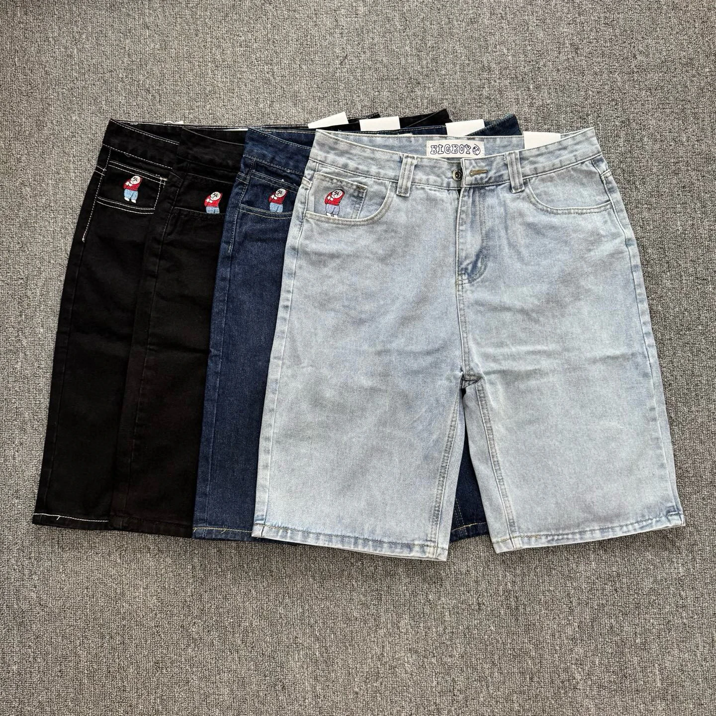 

Американские Ретро Y2K Street Хип-Хоп Мультфильм Вышитые Свободные Повседневные Джинсы orts Мужские Летние Свободные Прямые Джинсы orts