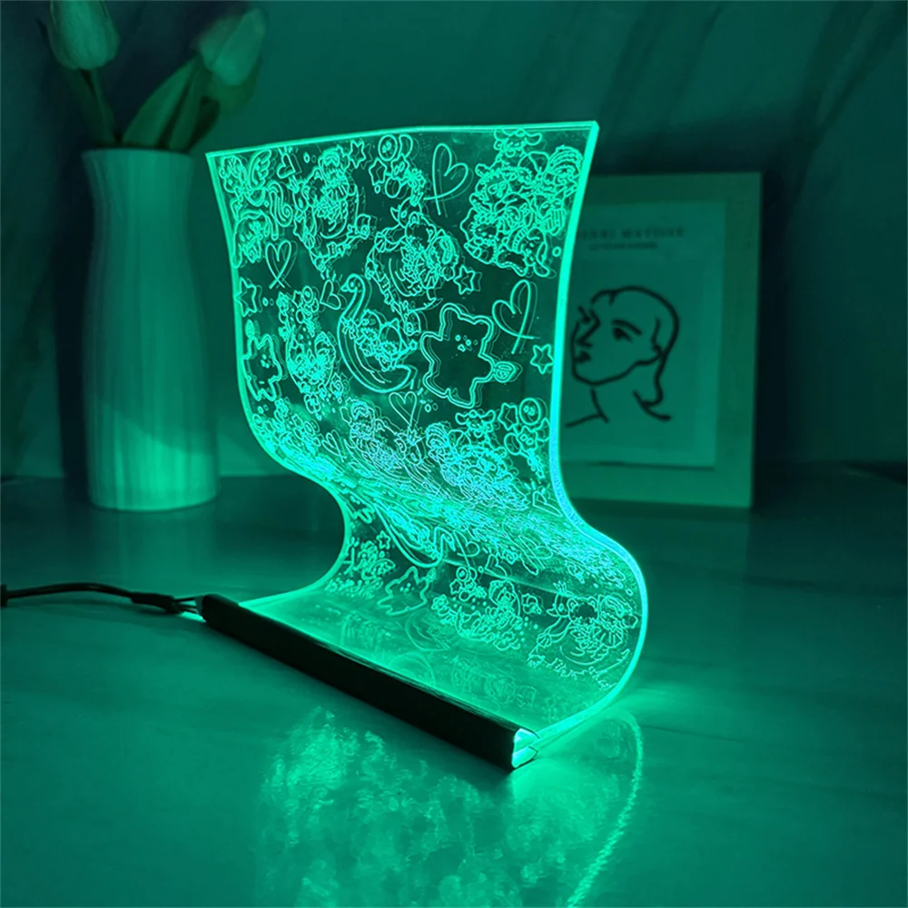 LED Scroll Lamp Cute Dogs Acrylic Night Light シナモロールTable Atmosphere Light 3D Mood Light 3/7 Colors Art Decor Lamps Gifts Idea