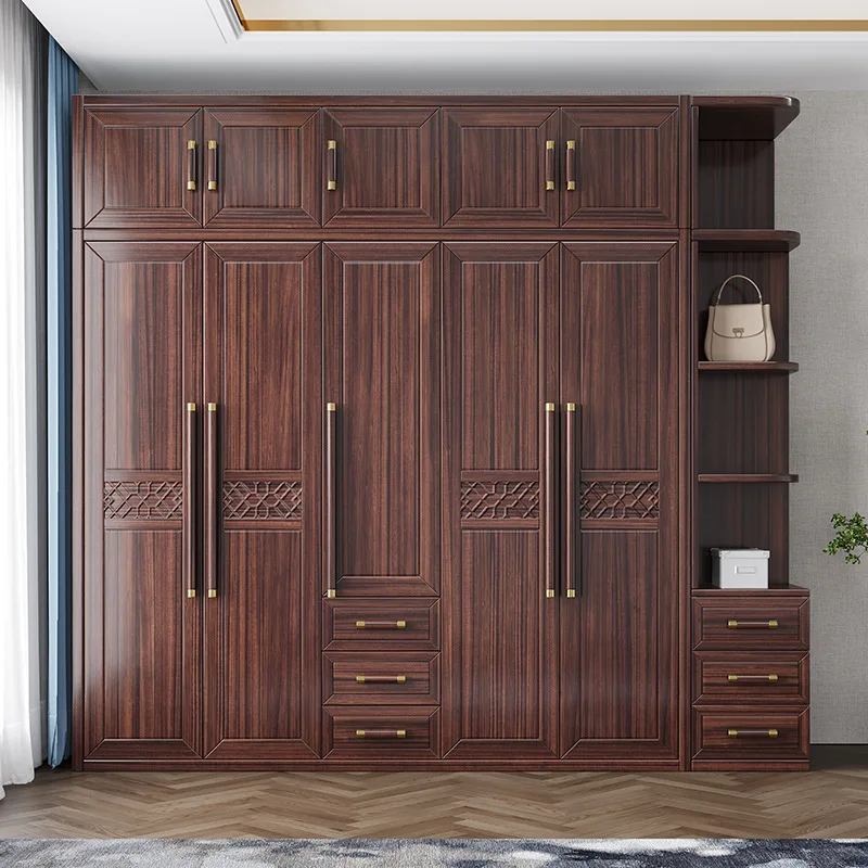 Light Luxury Solid Wood Wardrobe for Bedroom Scratch Resistant Smooth Surface Reinforced Frame Space Saving Durable Build