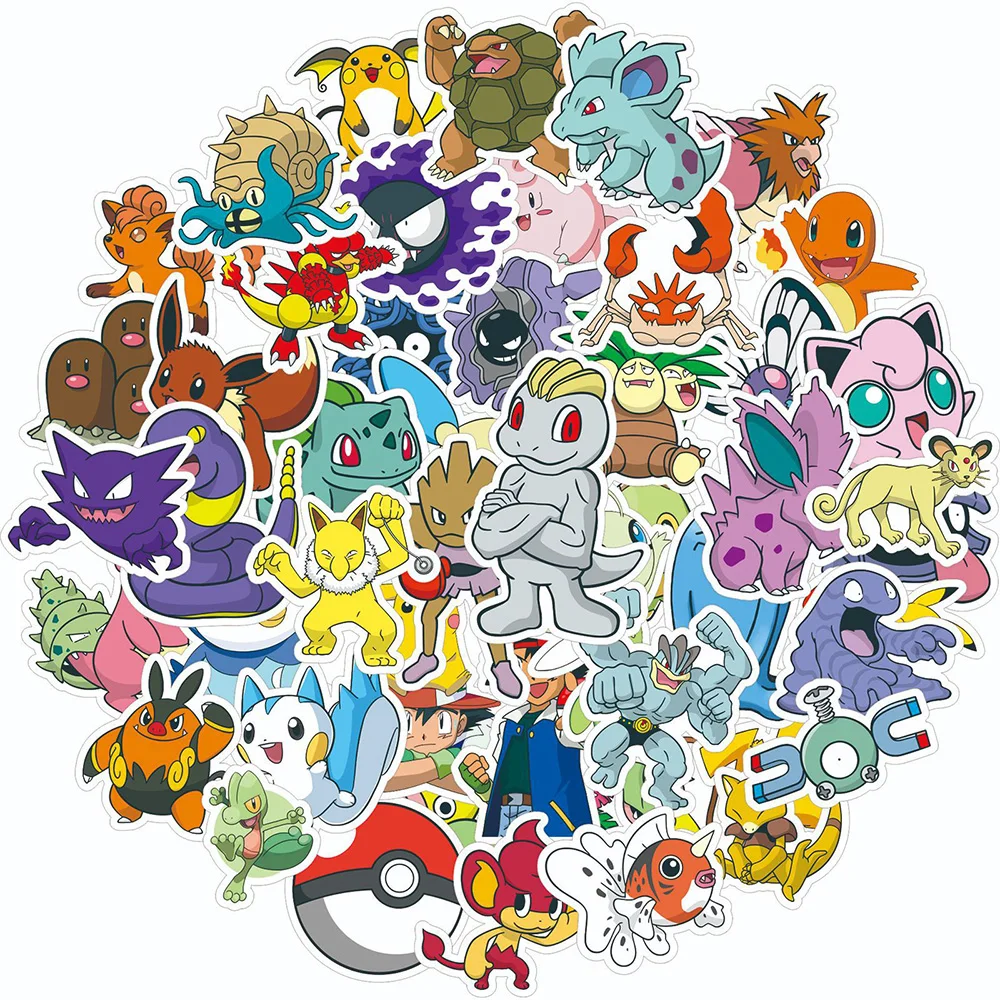 10/30/50pcs Anime Pokemon Stickers Kids Decals Toy Phone Case Water Bottle Notebook Cute Pikachu Charmander Cartoon Decals Decor