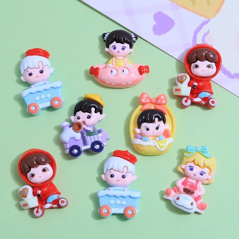 6Pcs Cute Cartoon Traffic Resin Accessories for Boys and Girls Flat back Scrapbooking DIY Jewelry Craft Decoration Accessories