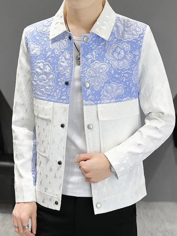 

Новая мужская приталенная куртка с принтом 2025 года, весенне-осенняя, модная, повседневная, на одной пуговице, из полиэстера, с длинными рукавами