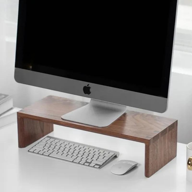 

Black Walnut Wood Monitor Riser Stand with Storage Shelf for Desk Organization, Ergonomic TV Base Stand & Computer Laptop Holder