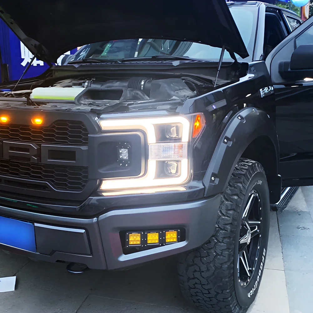 For Ford Raptor F150 2018-2019 LED Auto Headlights Assembly Upgrade Daytime Dual Projector Lens Car Front Lamps Accessories