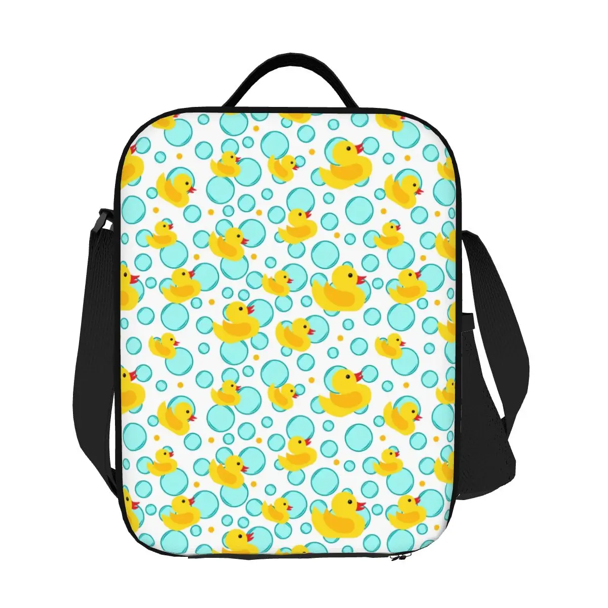 Custom Yellow Rubber Ducks And Bubbles Insulated Lunch Bag for Women Animal Thermal Cooler Bento Box Office Picnic Travel