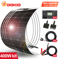 DOKIO-Anaka 18V 400W Flexible Solar Panel （Sets）For Car/Home/Camping Waterproof Monocrystalline Solar China Charge 12V Battery
