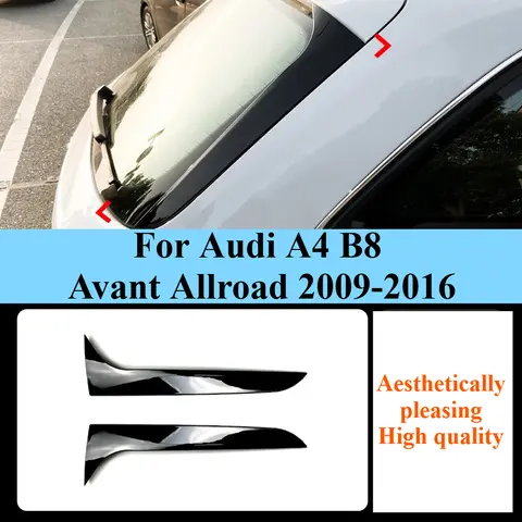 아우디 A4 B8 아반트 올로드 2009-2016 리어 루프 스포일러 사이드 윙 테일 핀 글로스 블랙 외장 업그레이드 개조 액세서리