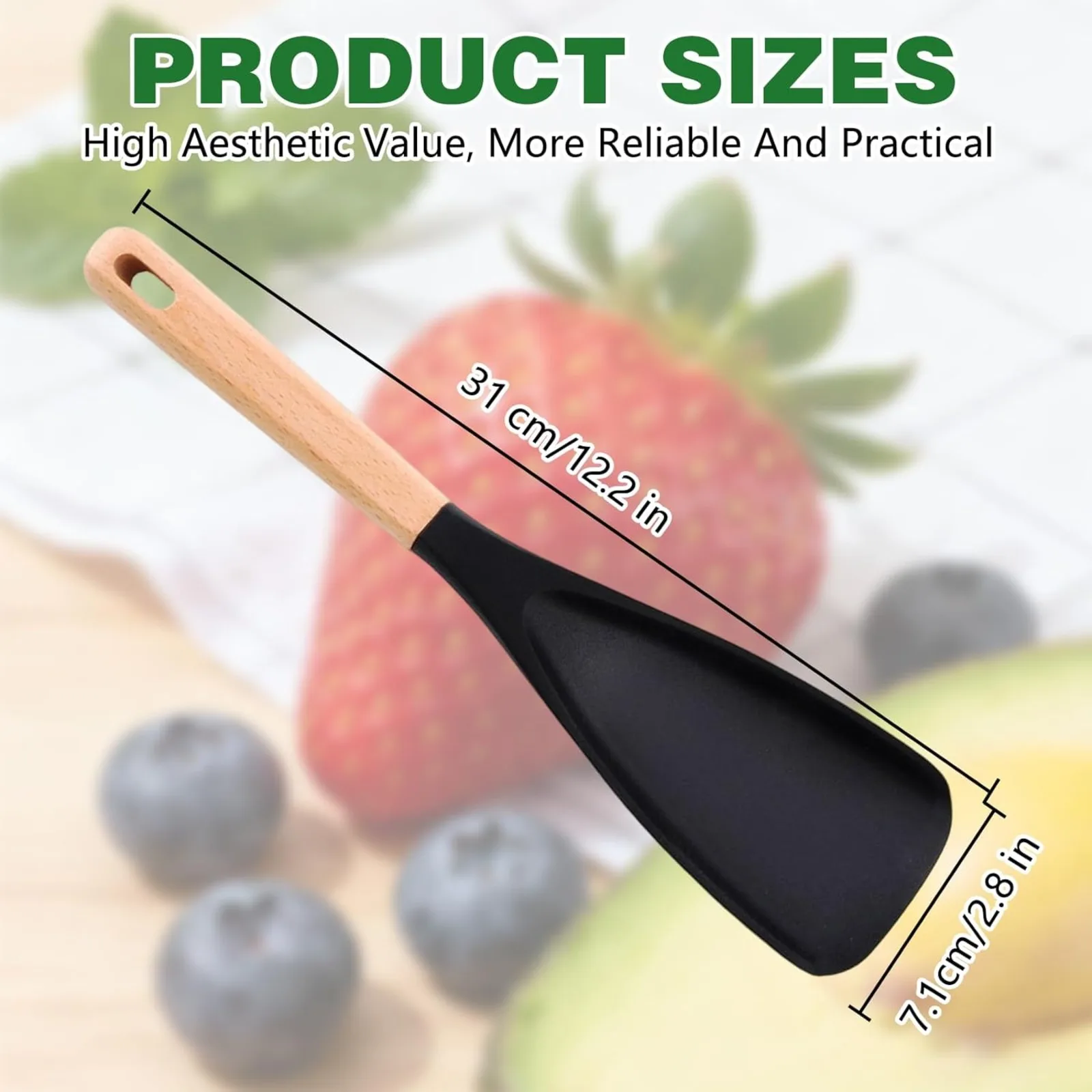 Silicone Spatula Spoon, Cedar and Ash Spoonula, Multifunction Spatula Cooking Spoon for Nonstick Cookwares