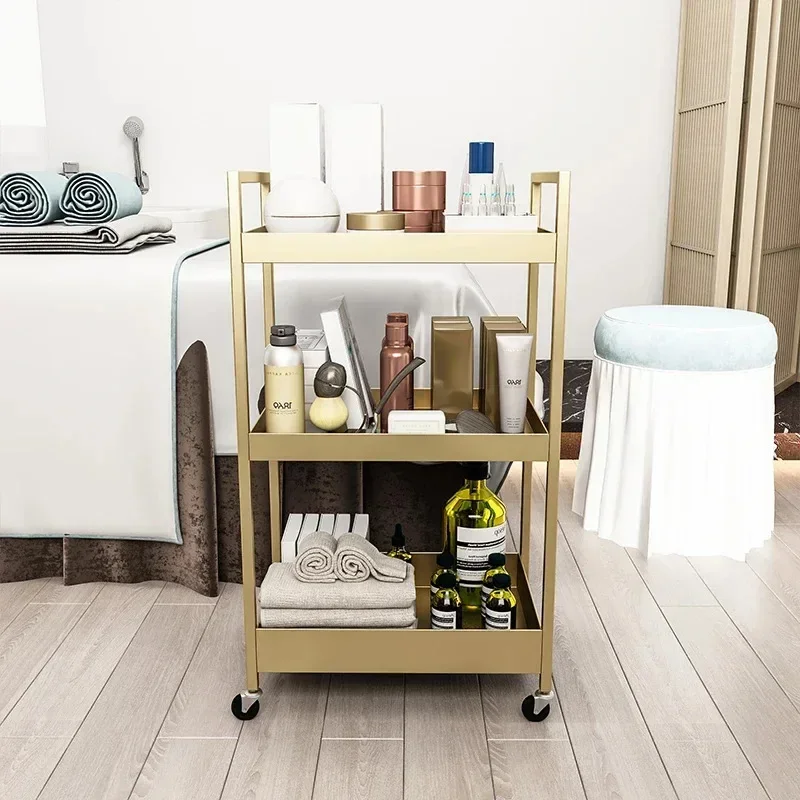 Gold Organizer Cart Multi-Layer Tool Trolley Living Room Snack Storage Solid Load-Bearing Cosmetic Trolley