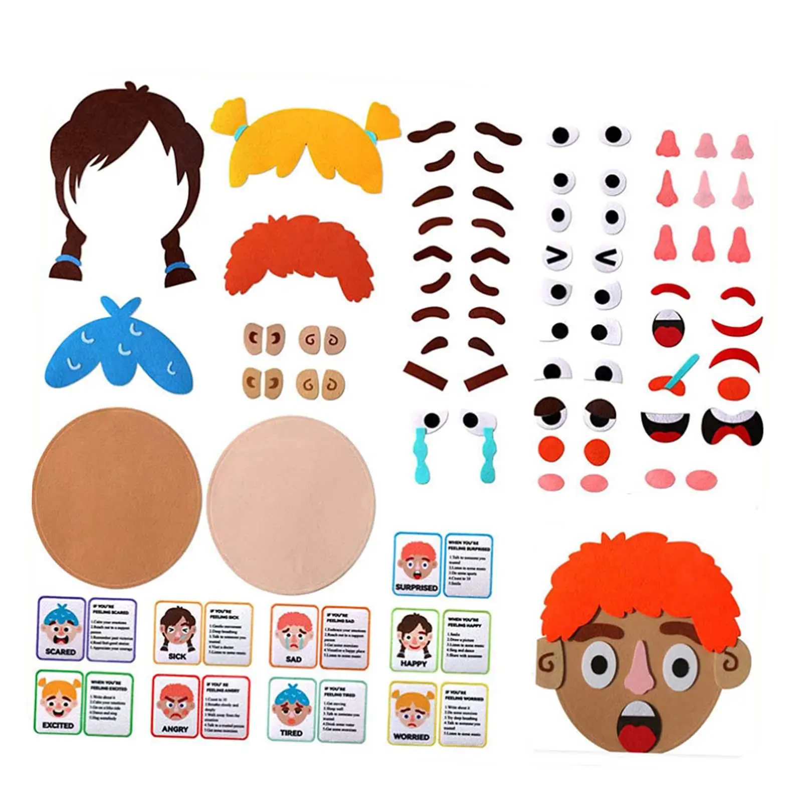 Kids Social Emotional Learning Busy Board with Make a Funny Faces Stickers Games for Preschool Activities