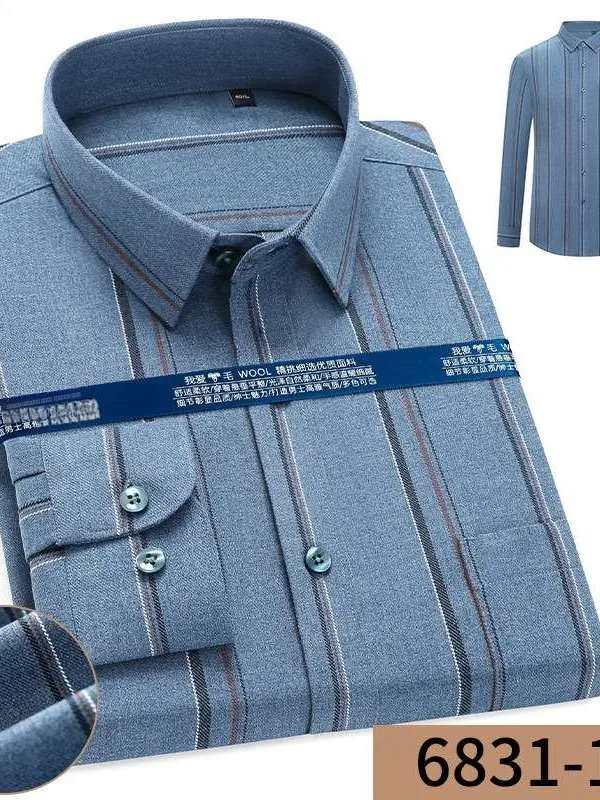 

Cashmere Long Sleeve Shirt for Middle-Aged Men Business Style Thickened PU Leather Material Four Seasons Suitable CleanFit De...