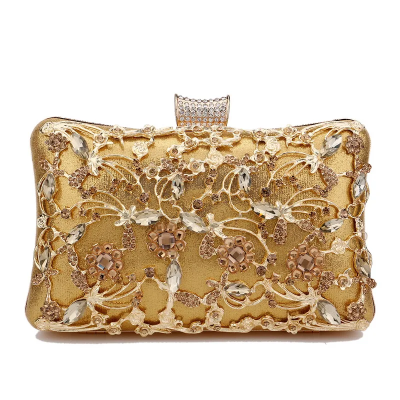 Borse da sera da donna in stile scavato pochette da festa di nozze con paillettes borsa da donna con tracolla a catena piccola